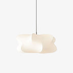 Cloud-like silk strand shade of the Elysia pendant light seen up close