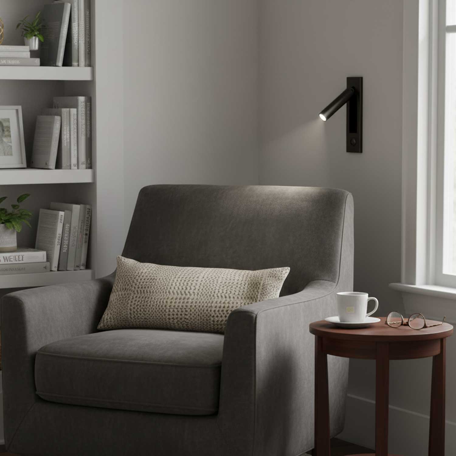 Indbygget væglampe til sengebord, foldbar læselampe, LED 3000K, dæmpbar