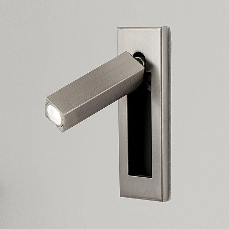 Embedded bedside sconce with adjustable folding head in matt finish