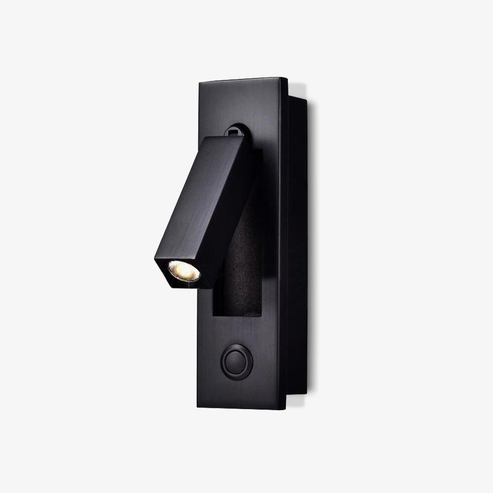 Side view of a recessed bedside wall sconce folded flat