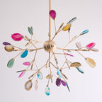 Agate Chandelier, Natural Agate Slices, Rose Gold Arms, G4 LED