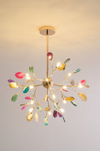 Agate Chandelier, Natural Agate Slices, Rose Gold Arms, G4 LED