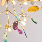 Agate Chandelier, Natural Agate Slices, Rose Gold Arms, G4 LED
