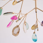 Agate Chandelier, Natural Agate Slices, Rose Gold Arms, G4 LED