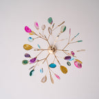 Agate Chandelier, Natural Agate Slices, Rose Gold Arms, G4 LED