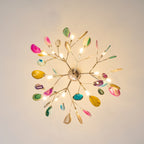 Agate Chandelier, Natural Agate Slices, Rose Gold Arms, G4 LED