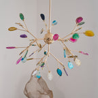 Agate Chandelier, Natural Agate Slices, Rose Gold Arms, G4 LED