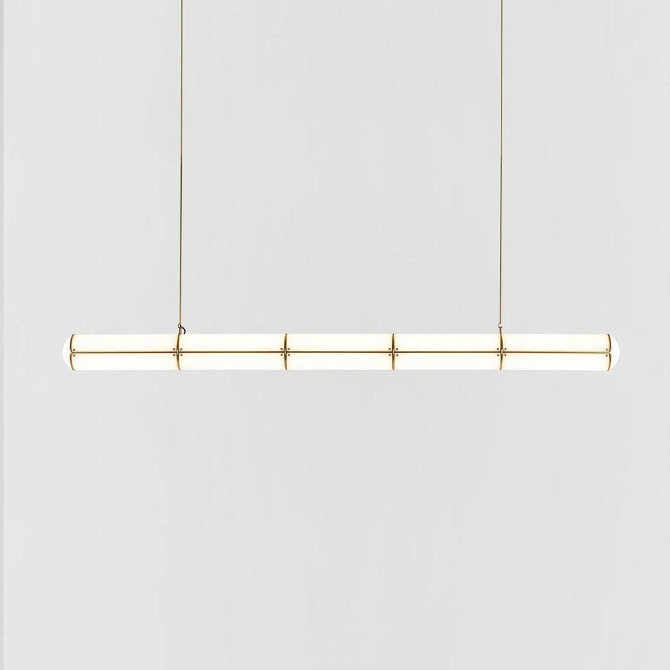 Linear cylindrical pendant light detail of the LED bar