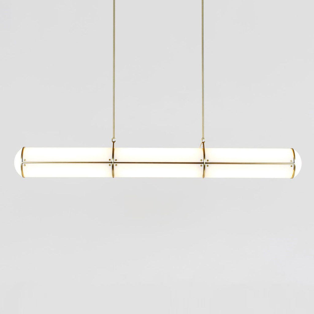 Linear pendant light detail of the cylindrical form