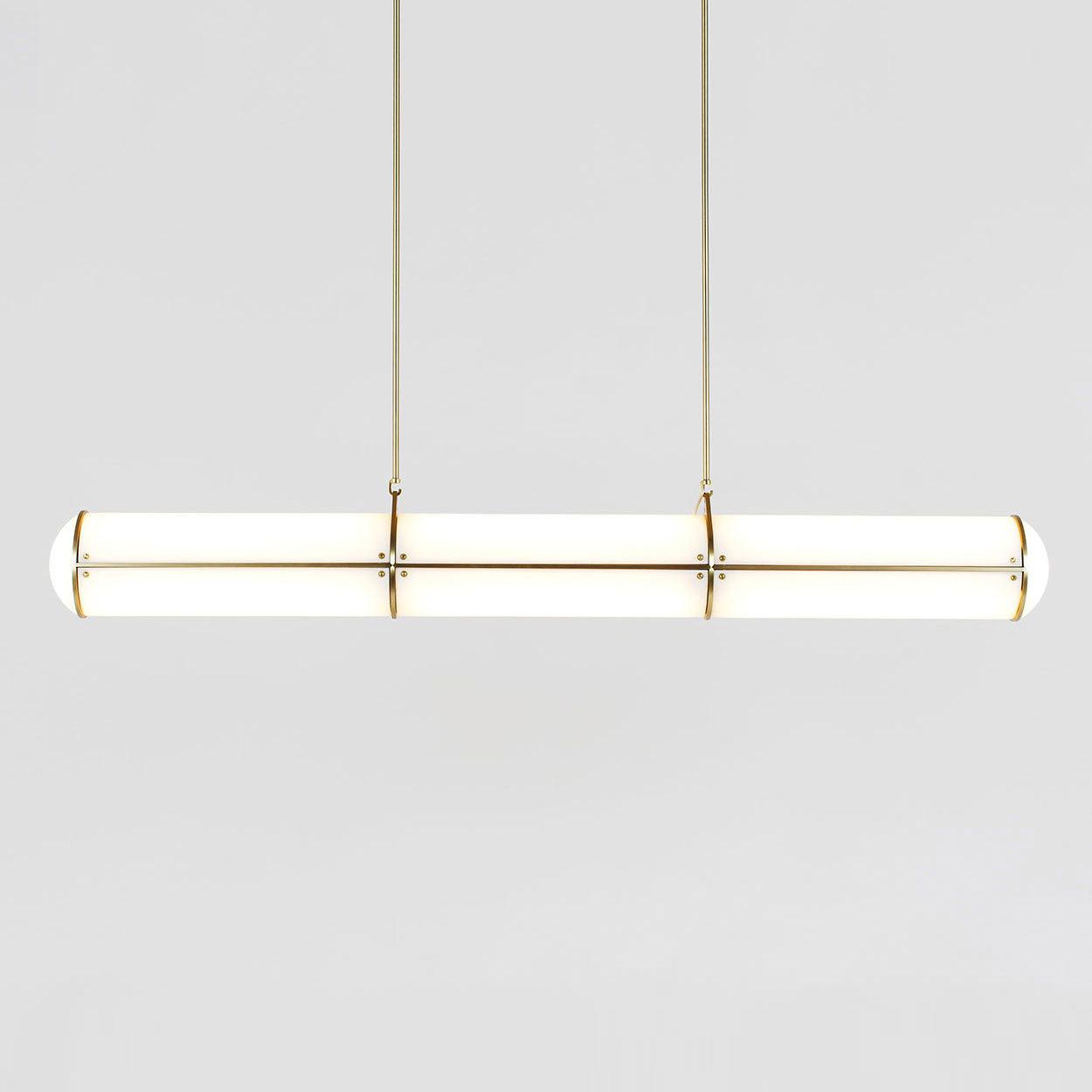 Linear pendant light detail of the cylindrical form