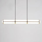 Linear pendant light defining a room with clean horizontal lines