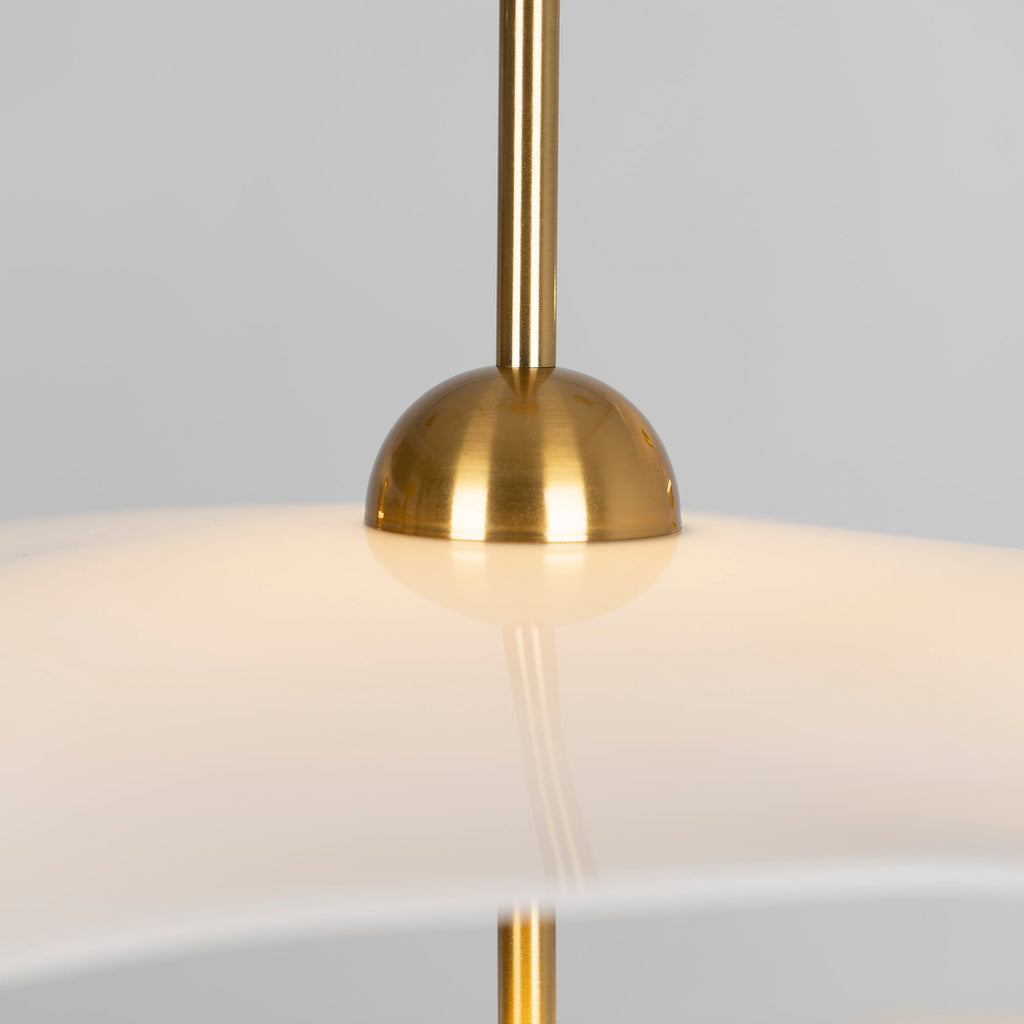 Lifestyle view of the Envolee Double Biscuit pendant light styled in a contemporary home