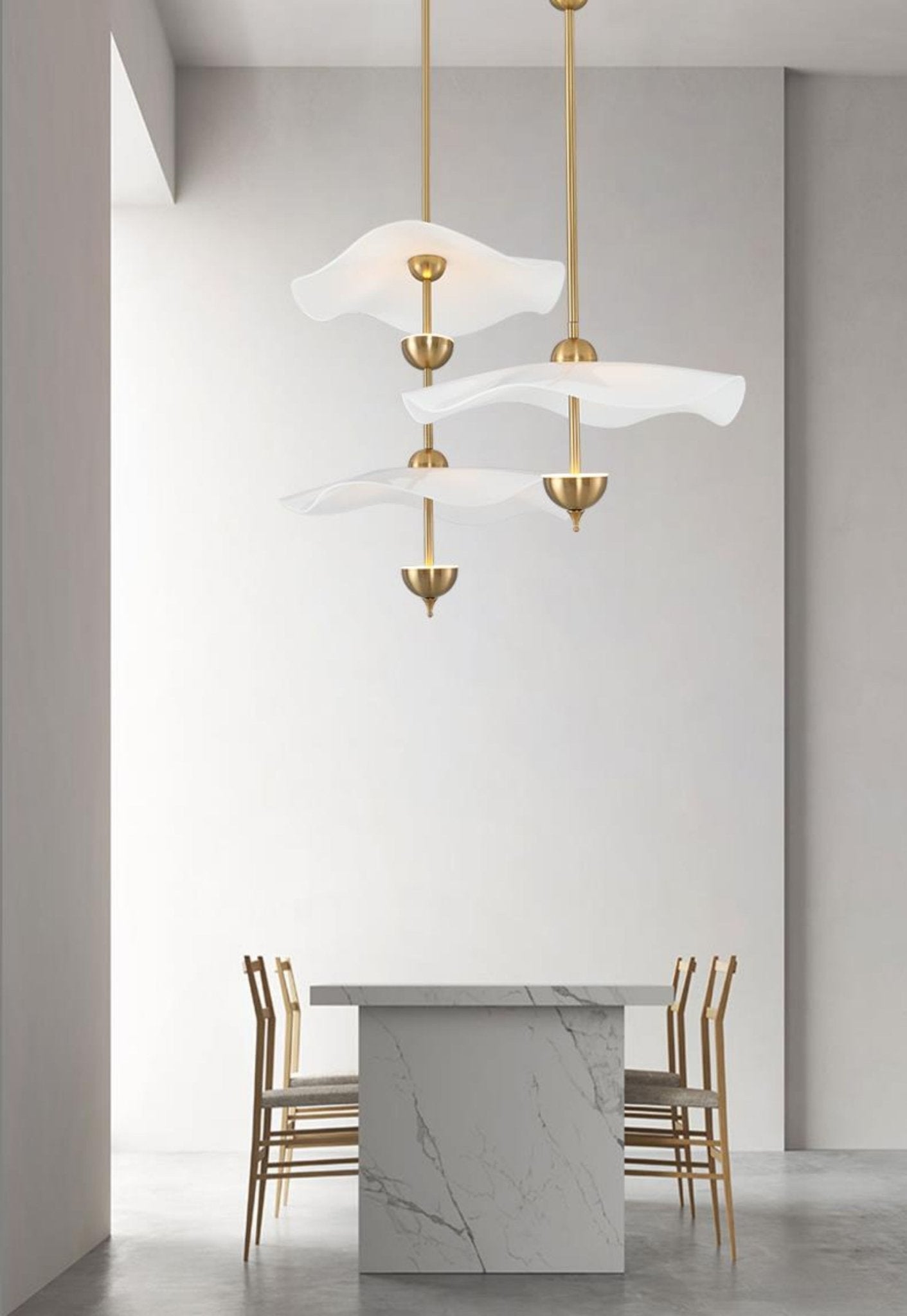 Envolee Double Biscuit pendant light casting soft warm light in a modern room