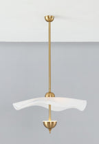 Envolee Double Biscuit gold-bodied pendant light suspended from an adjustable rod