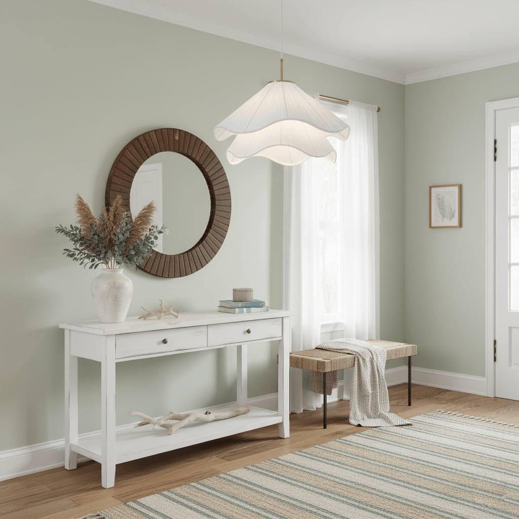 Ethereal Bloom pendant light detail of the layered fabric meeting the gold hardware