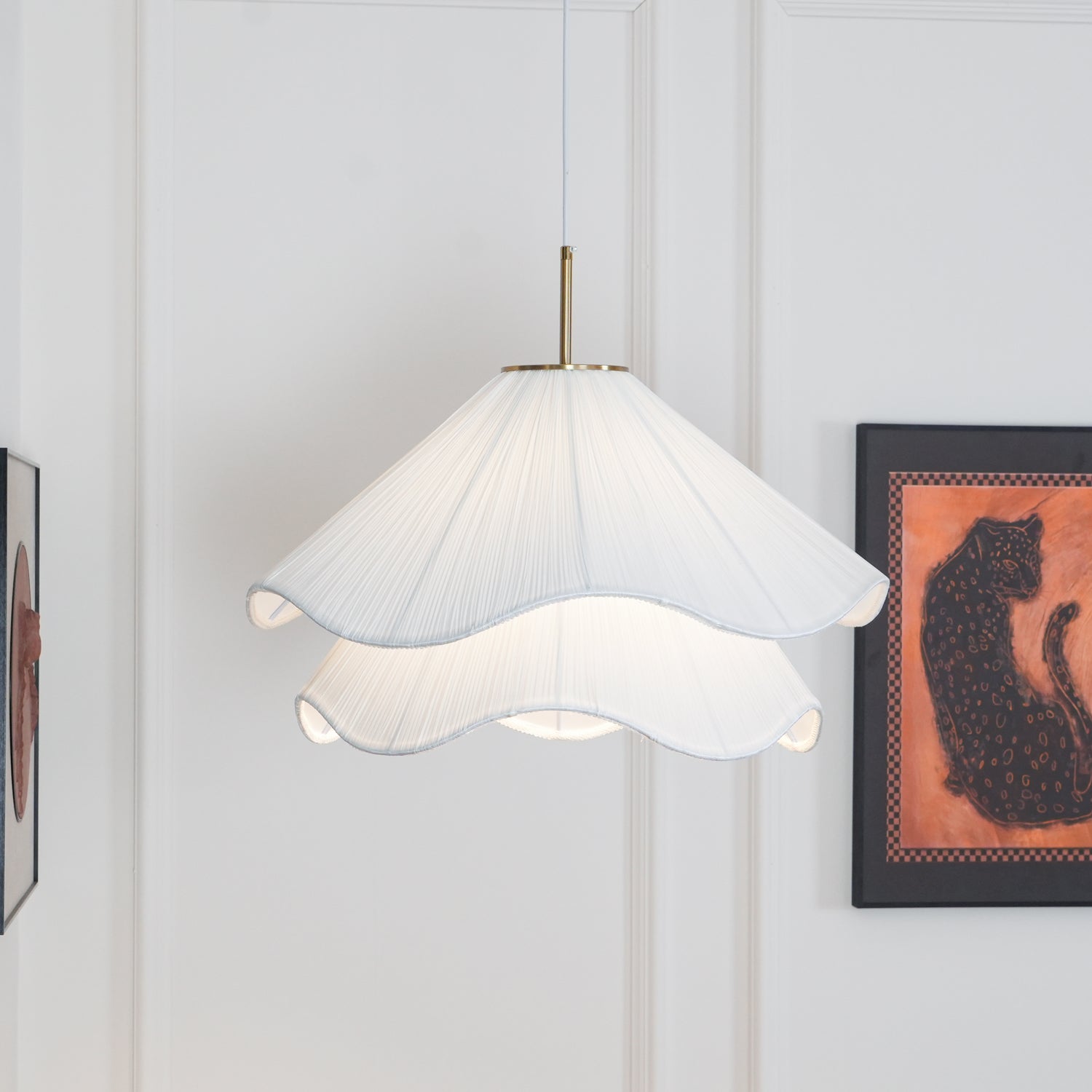 Ethereal Bloom pendant light in a living space, blooming shade as a soft focal point