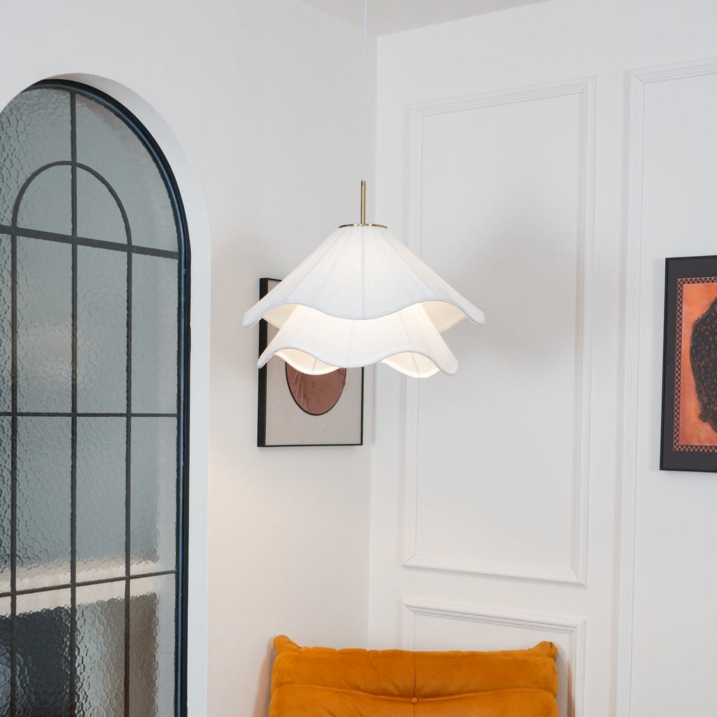 Ethereal Bloom plug-in pendant light room scene with the blooming shade as focal point
