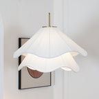 Ethereal Bloom pendant light styled in a home with warm light through the shade