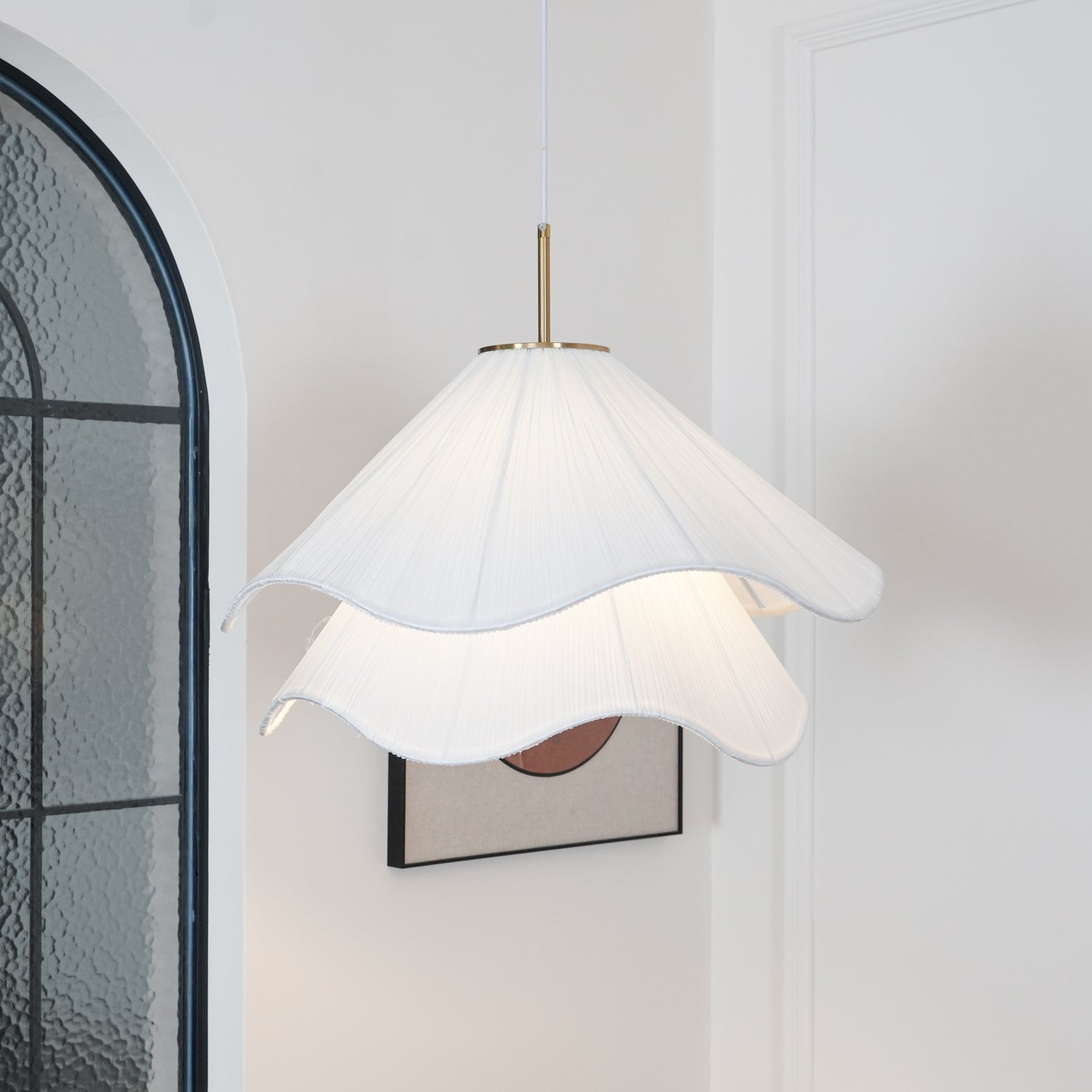 Ethereal Bloom pendant light detail of the white shade against a soft background