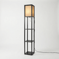 Floor Lamp, Fabric Shade, Built-In Storage Shelves, 60-Inch Height