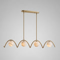 On a plain grey backdrop, this Clérachic chandelier's straight rods and wave-tube arms appear in brushed brass.
