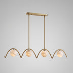 On a plain grey backdrop, this Clérachic chandelier's straight rods and wave-tube arms appear in brushed brass.