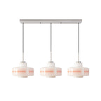 Mid-Century Glass Globe Pendant Light, White Geometric Pattern, 1-3 Heads