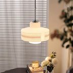 Mid-Century Glass Globe Pendant Light, White Geometric Pattern, 1-3 Heads
