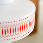 Mid-Century Glass Globe Pendant Light, White Geometric Pattern, 1-3 Heads