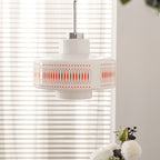 Mid-Century Glass Globe Pendant Light, White Geometric Pattern, 1-3 Heads