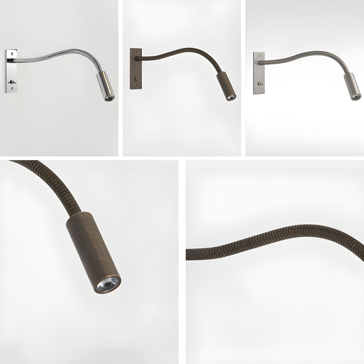 Gooseneck wall lamp shown against a clean neutral backdrop