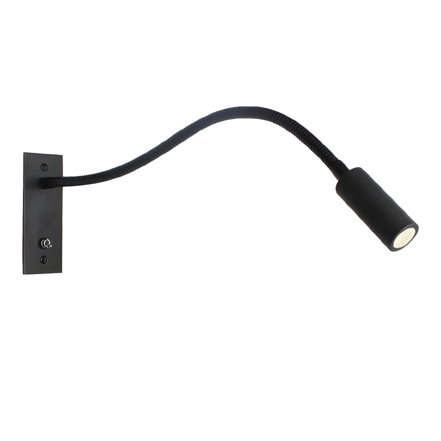 Gooseneck wall lamp with flexible arm mounted beside a reading nook
