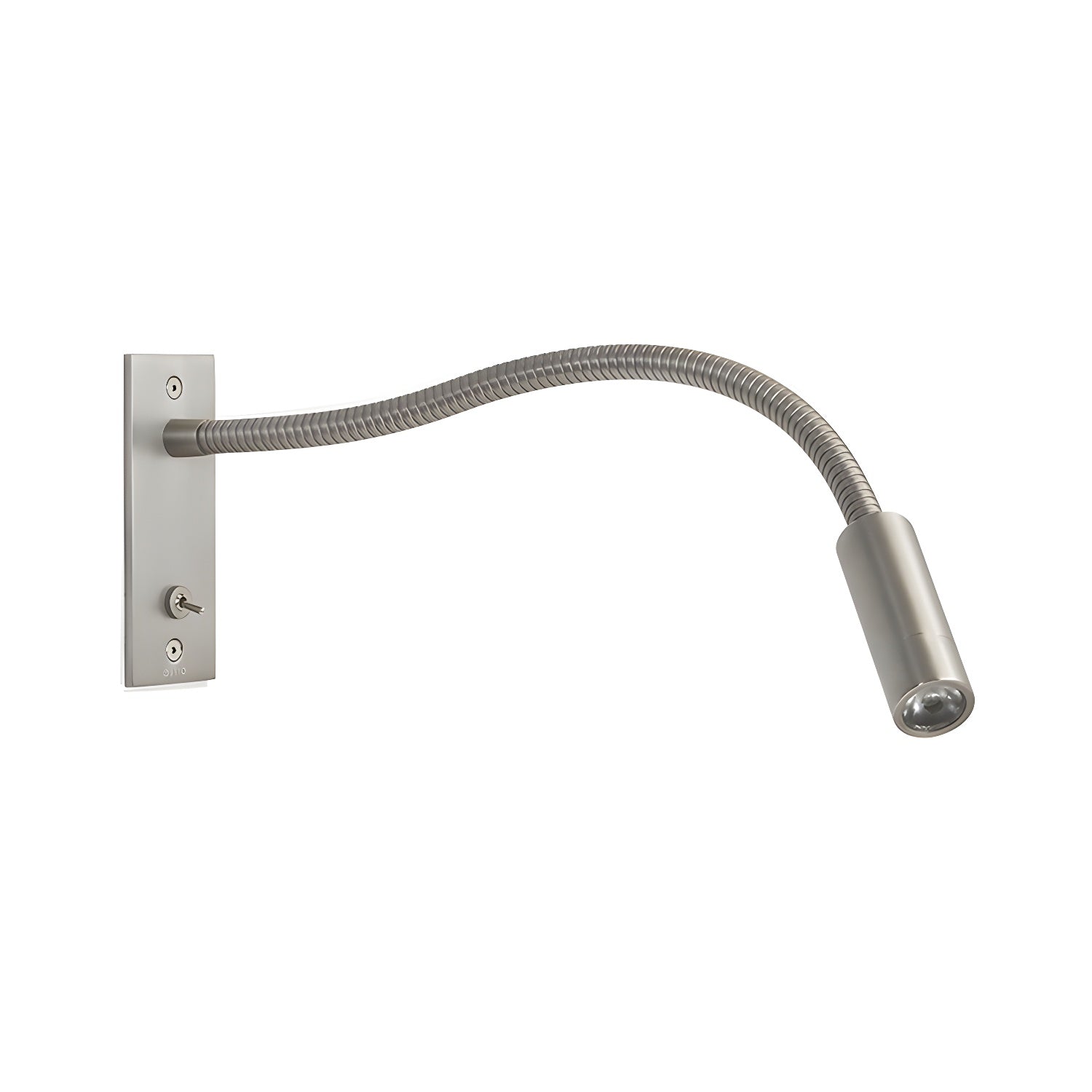 Gooseneck wall lamp with flexible arm mounted beside a reading nook