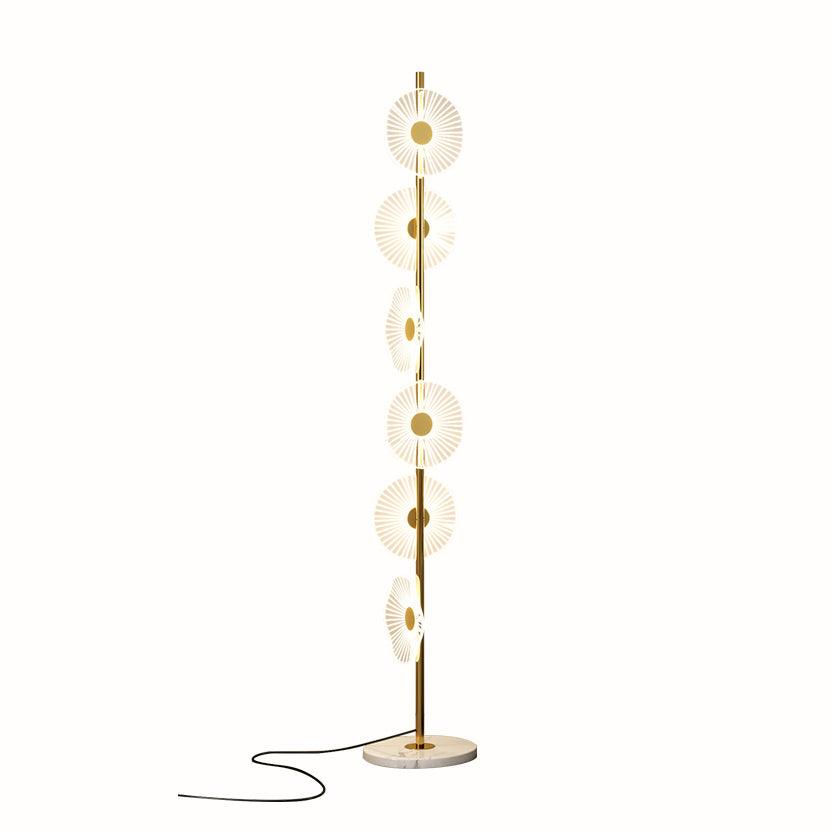 Photographed alone on white, this Clérachic floor lamp shows its full run of tiered acrylic discs and trailing cord.