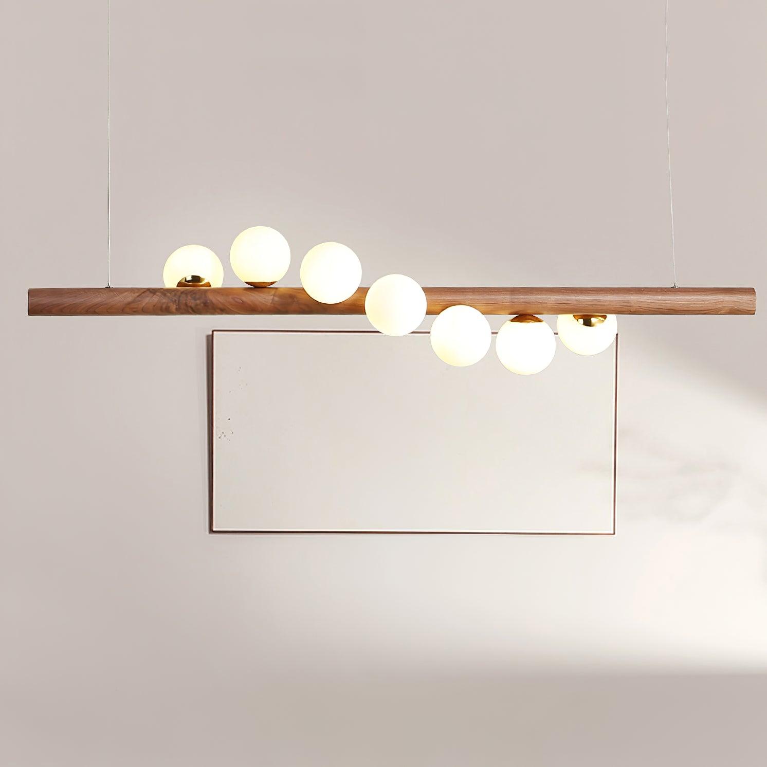 Detail of milk white glass globe diffusing soft warm light