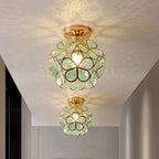 Luz de Teto, Design Floral com Detalhes em Dourado e Acrílico, 18 Polegadas