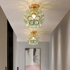 Luz de Teto, Design Floral com Detalhes em Dourado e Acrílico, 18 Polegadas