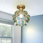Luz de Teto, Design Floral com Detalhes em Dourado e Acrílico, 18 Polegadas