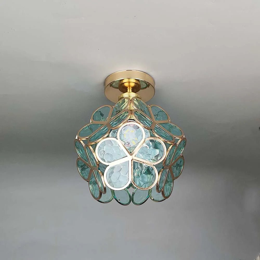 Luz de Teto, Design Floral com Detalhes em Dourado e Acrílico, 18 Polegadas