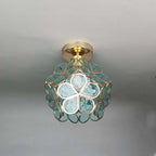 Luz de Teto, Design Floral com Detalhes em Dourado e Acrílico, 18 Polegadas