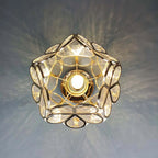 Luz de Teto, Design Floral com Detalhes em Dourado e Acrílico, 18 Polegadas