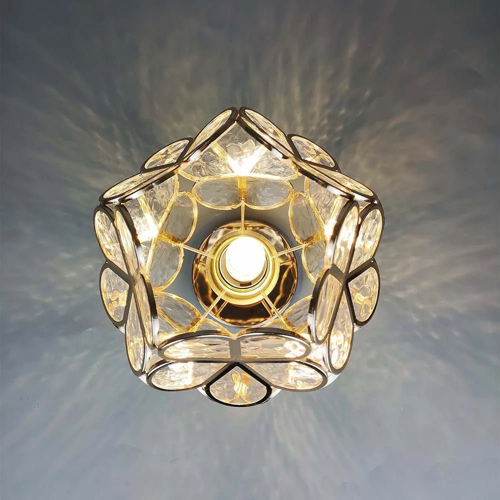 Luz de Teto, Design Floral com Detalhes em Dourado e Acrílico, 18 Polegadas