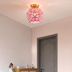 Luz de Teto, Design Floral com Detalhes em Dourado e Acrílico, 18 Polegadas