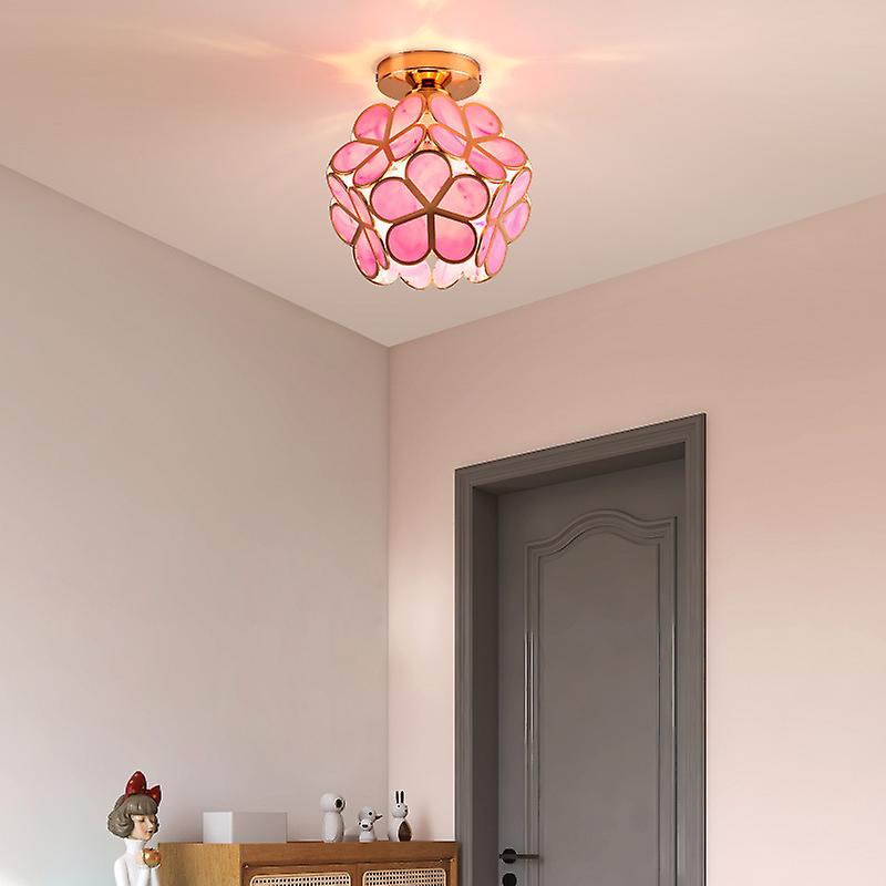 Luz de Teto, Design Floral com Detalhes em Dourado e Acrílico, 18 Polegadas