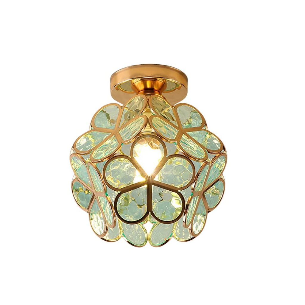 Luz de Teto, Design Floral com Detalhes em Dourado e Acrílico, 18 Polegadas