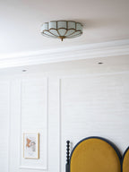 Ceiling Light, Frosted Glass Flower Petals, Brass Frame, E26 / E27 Socket