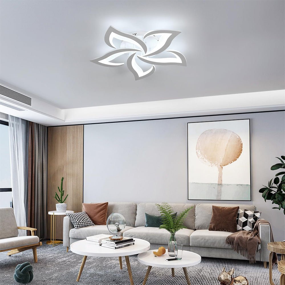 Blomsterformet loftslampe i jern, akryl LED-diffuser, 12 tommer