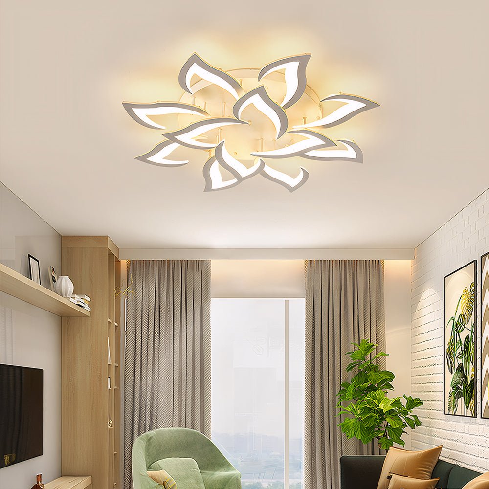 Blomsterformet loftslampe i jern, akryl LED-diffuser, 12 tommer