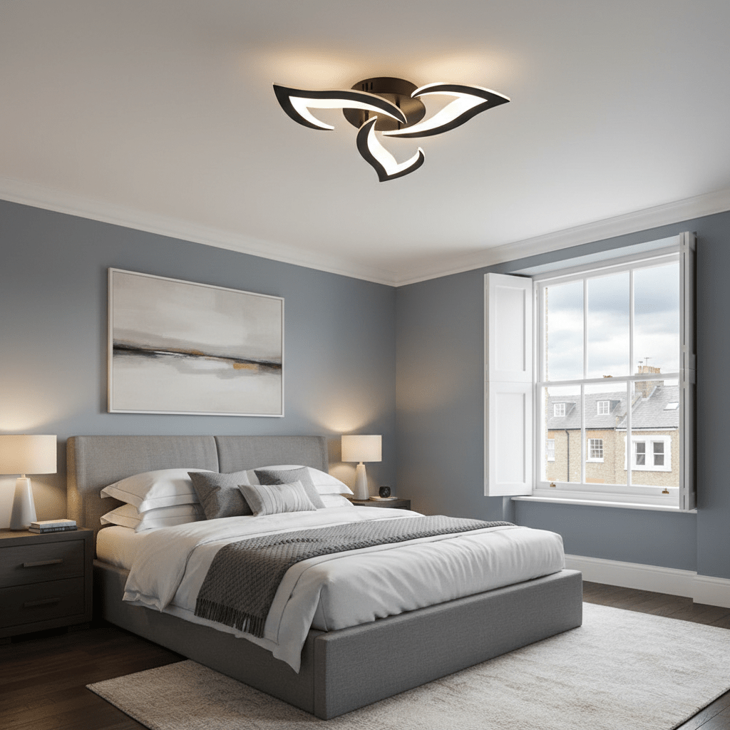 Blomsterformet loftslampe i jern, akryl LED-diffuser, 12 tommer