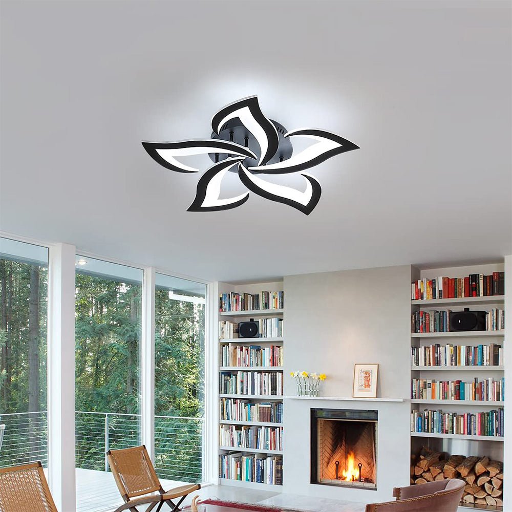 Blomsterformet loftslampe i jern, akryl LED-diffuser, 12 tommer